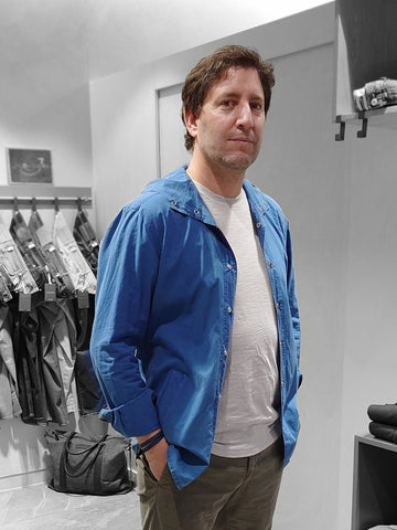 Chemise pression et capuche Kiton denim blue