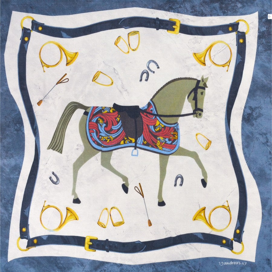 Echarpe 19 andrea's 47 8212 CARRE HORSE AI24 NAVY