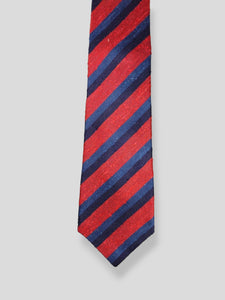 Cravate Kiton rayée corail/bleu/marine
