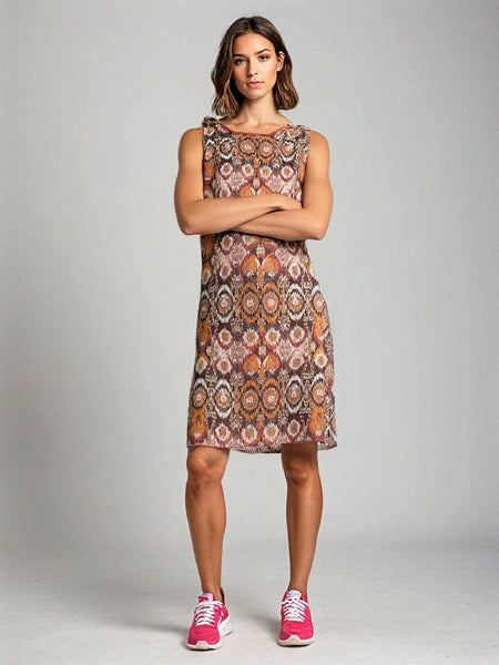 Robe La Fée Maraboutée W7298 motifs africains orangés