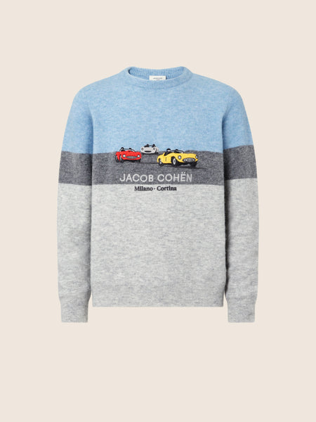 Pullover Jacob Cohën JUR_SG0024 001 X0017 FL col X866 bleu ciel et gris