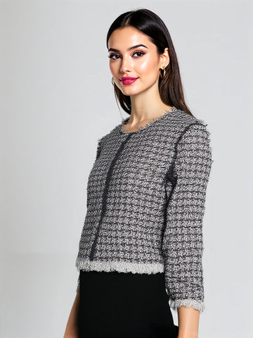 Veste KAMU CWJK24S10 Tweed Blue & Mint