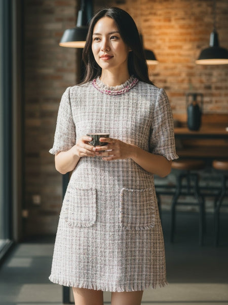 Robe KAMU CWDR24S04 Tweed White purple