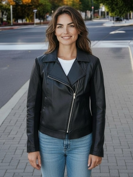 Blouson cuir La Fée Maraboutée FB5243 Noir