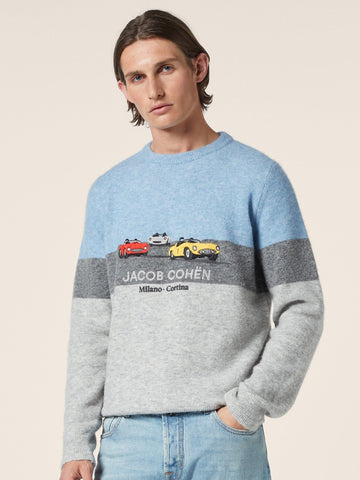 Pullover Jacob Cohën JUR_SG0024 001 X0017 FL col X866 bleu ciel et gris