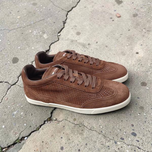 Sneakers Kiton veau velours perforées 02 Chocolat