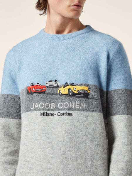 Pullover Jacob Cohën JUR_SG0024 001 X0017 FL col X866 bleu ciel et gris