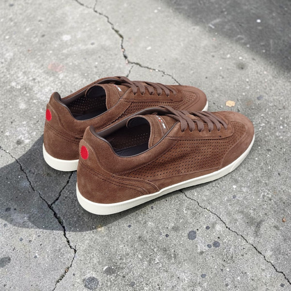 Sneakers Kiton veau velours perforées 02 Chocolat