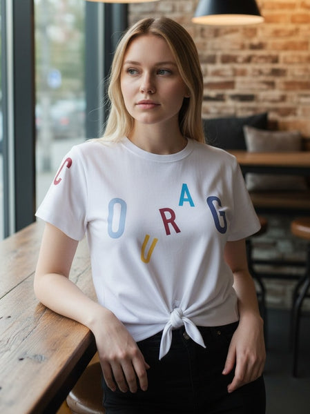 T-shirt Quantum Courage PRINTED COURAGE Blanc