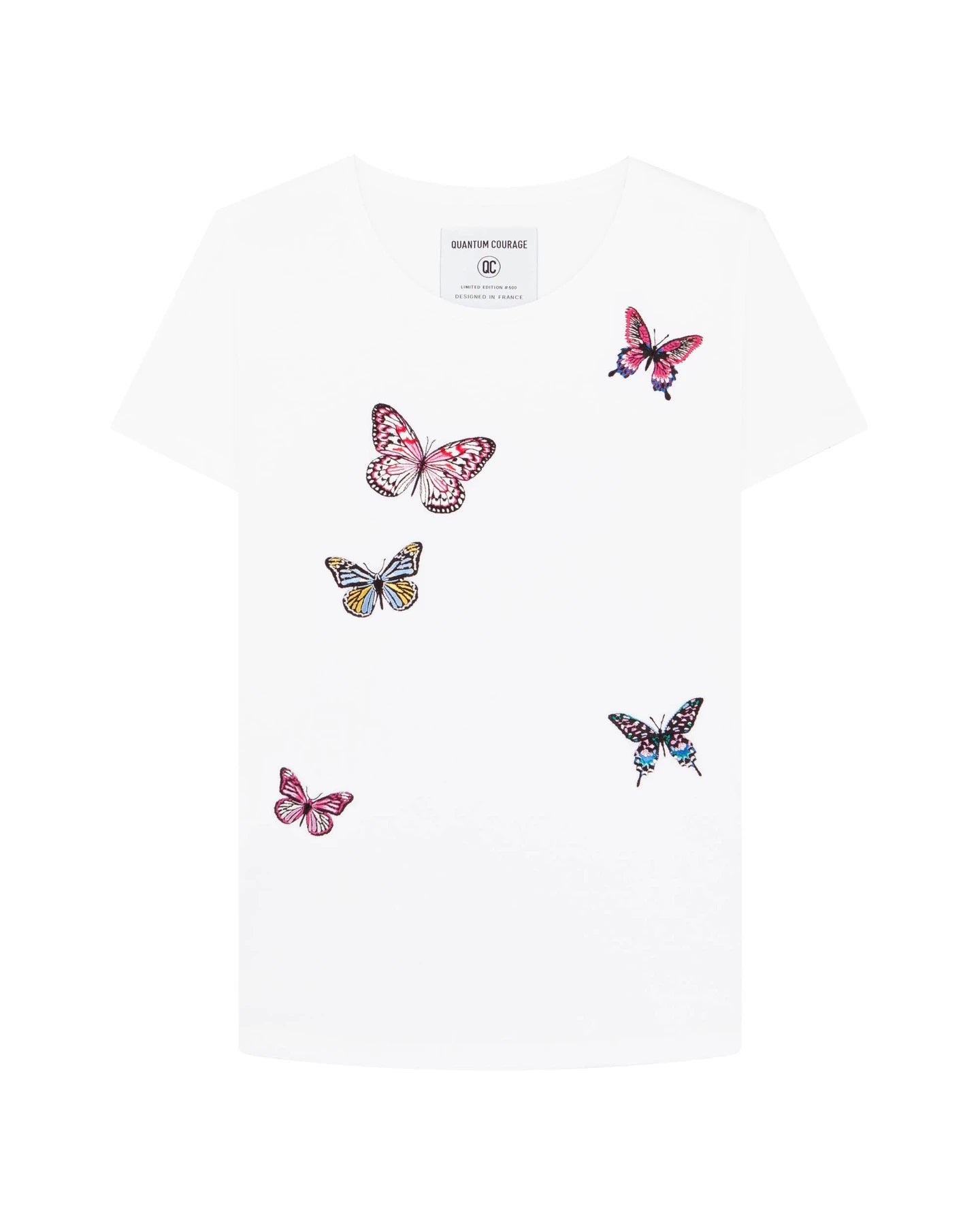 T-shirt Quantum Courage BUTTERFLY MADNESS blanc