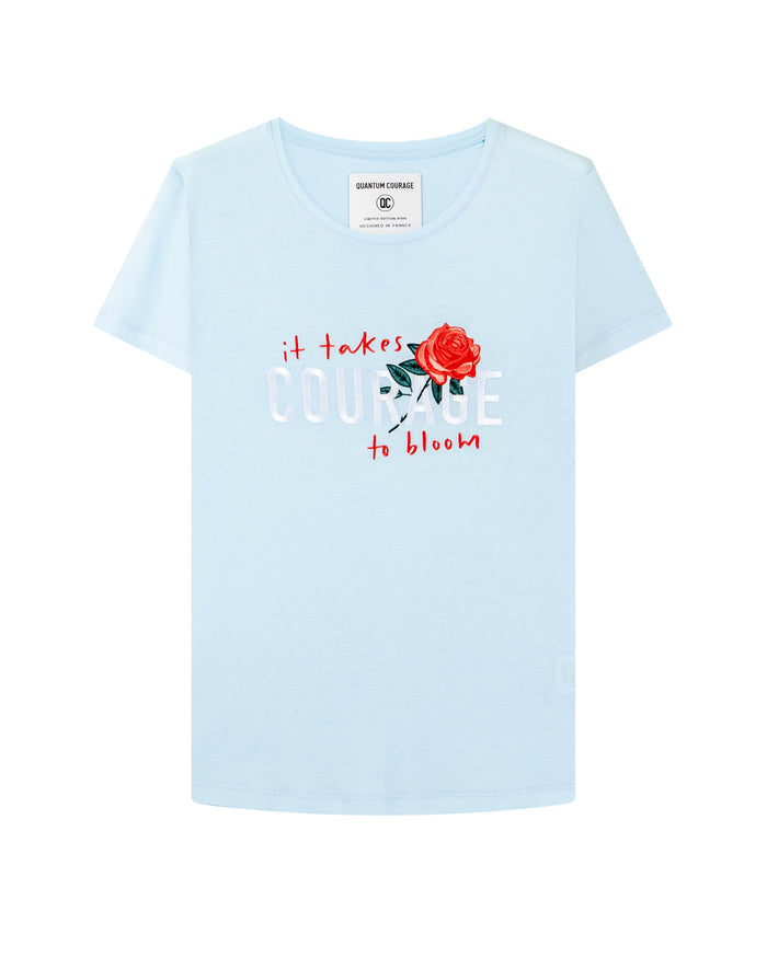 T-shirt Quantum Courage  BRODÉ IT TAKES COURAGE Bleu clair
